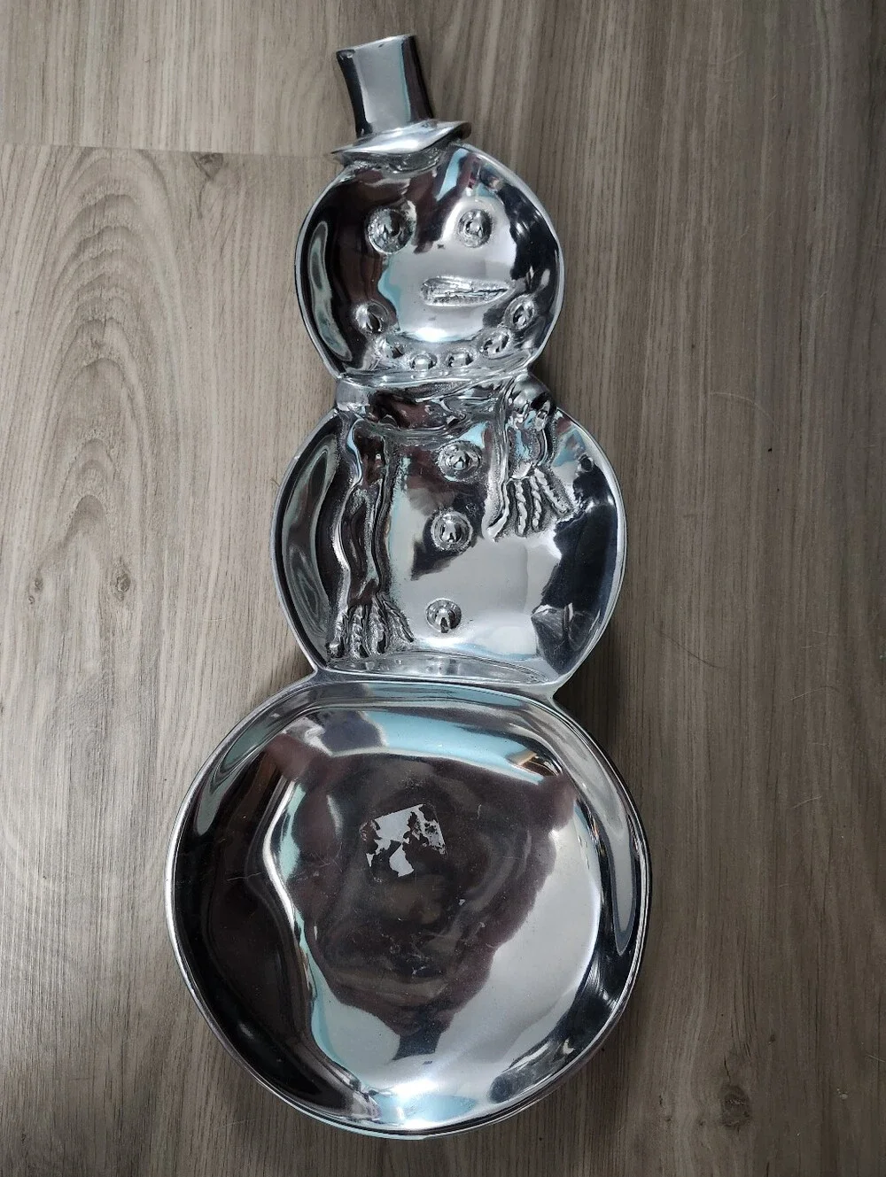 Mariposa Silver Tone Snowman Serving Cast Aluminum Tray